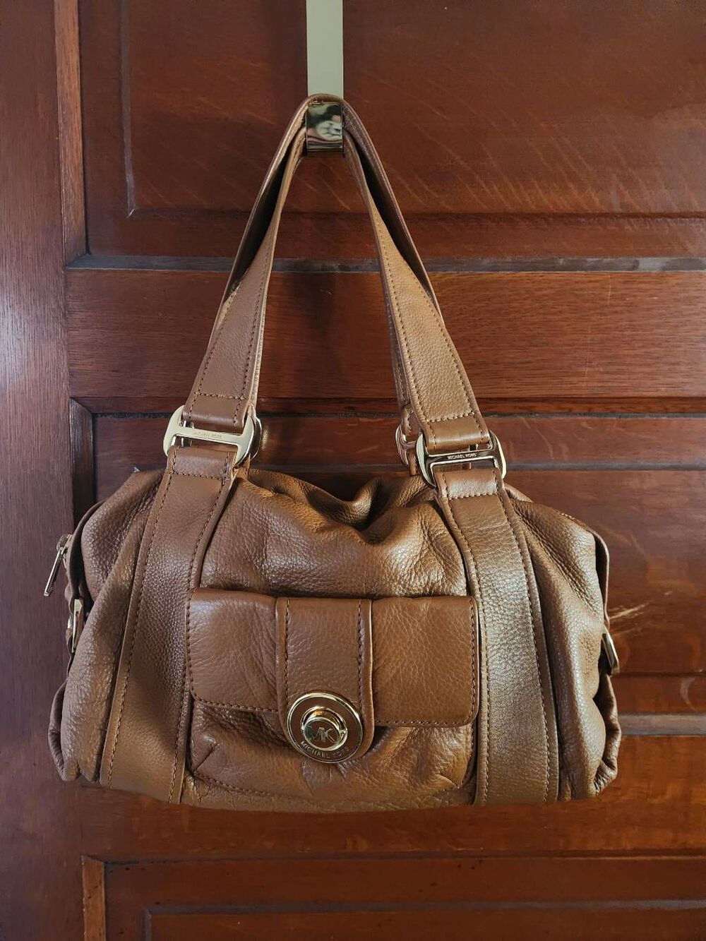 Michael Michael Kors Shoulder Bag Brown Leather, Gold-Tone Hardware